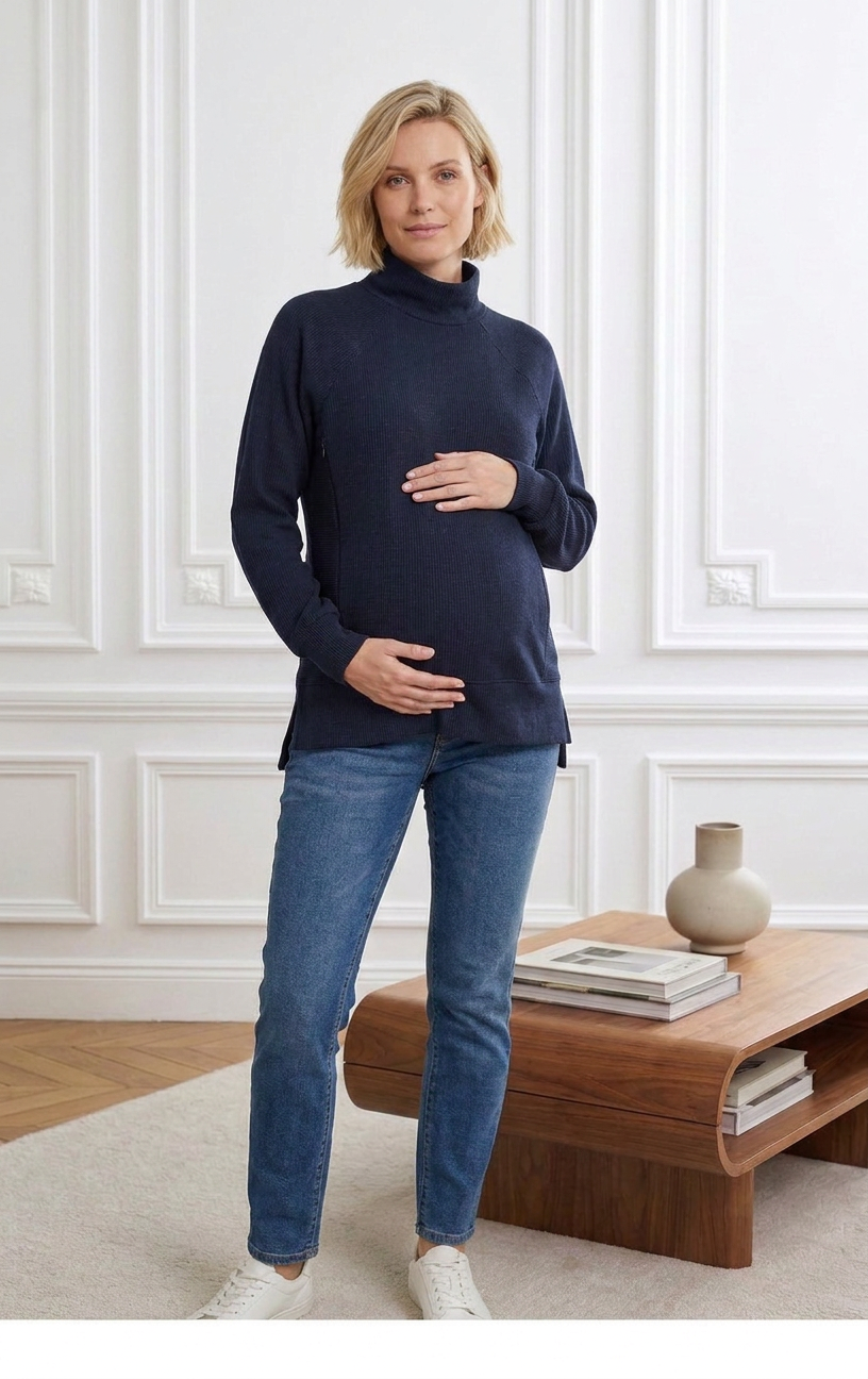 Léa, the Casual One - Zip-up Sweatshirt (for breastfeeding)
