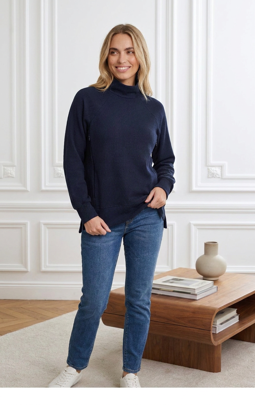 Léa, the Casual One - Zip-up Sweatshirt (for breastfeeding)